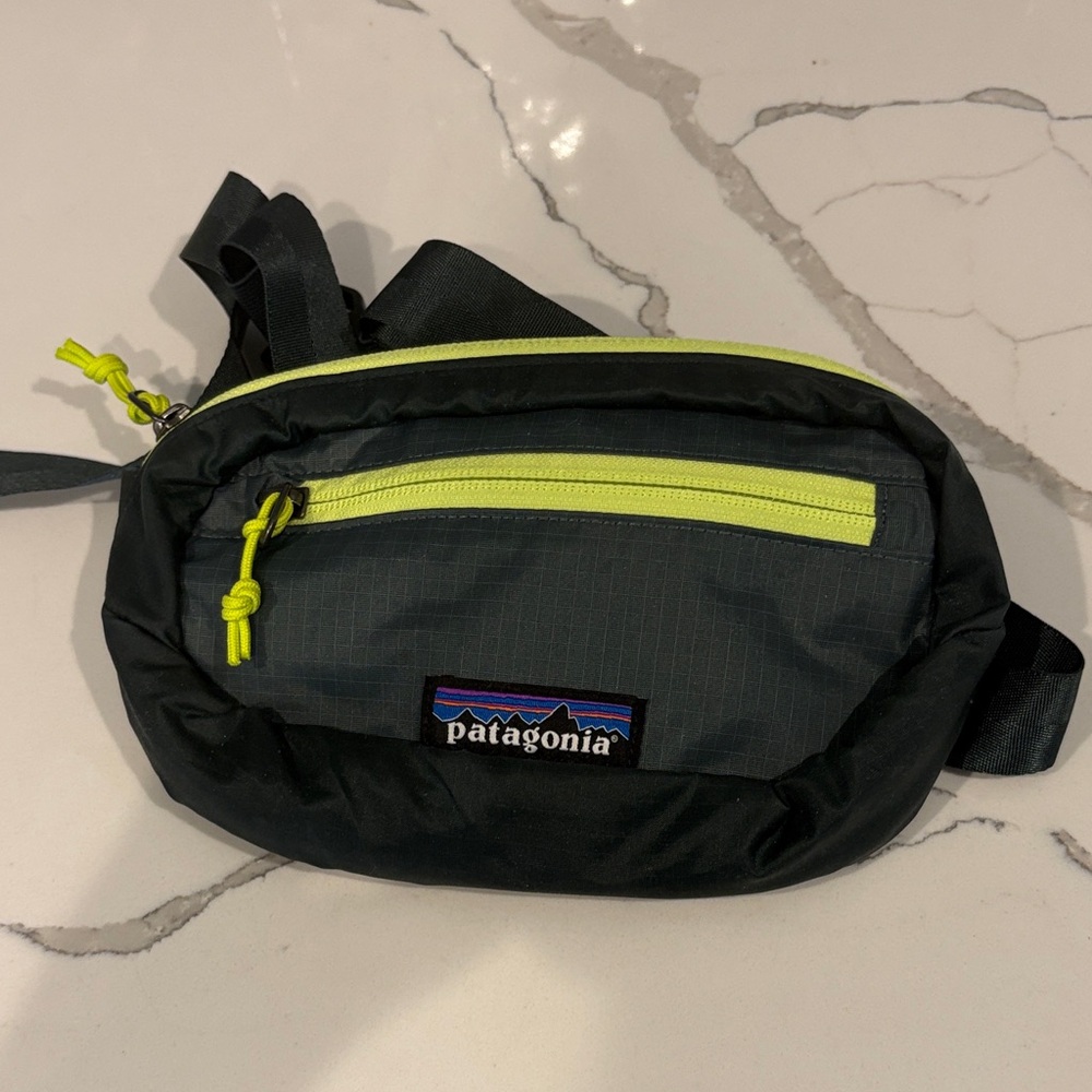 Patagonia Black and Neon Yellow Belt Bag